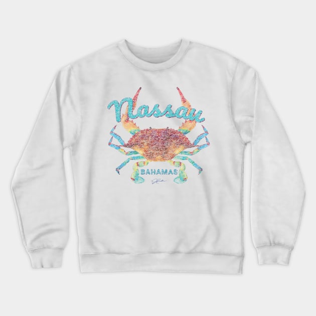 Nassau, Bahamas, Blue Crab (Distressed) Crewneck Sweatshirt by jcombs